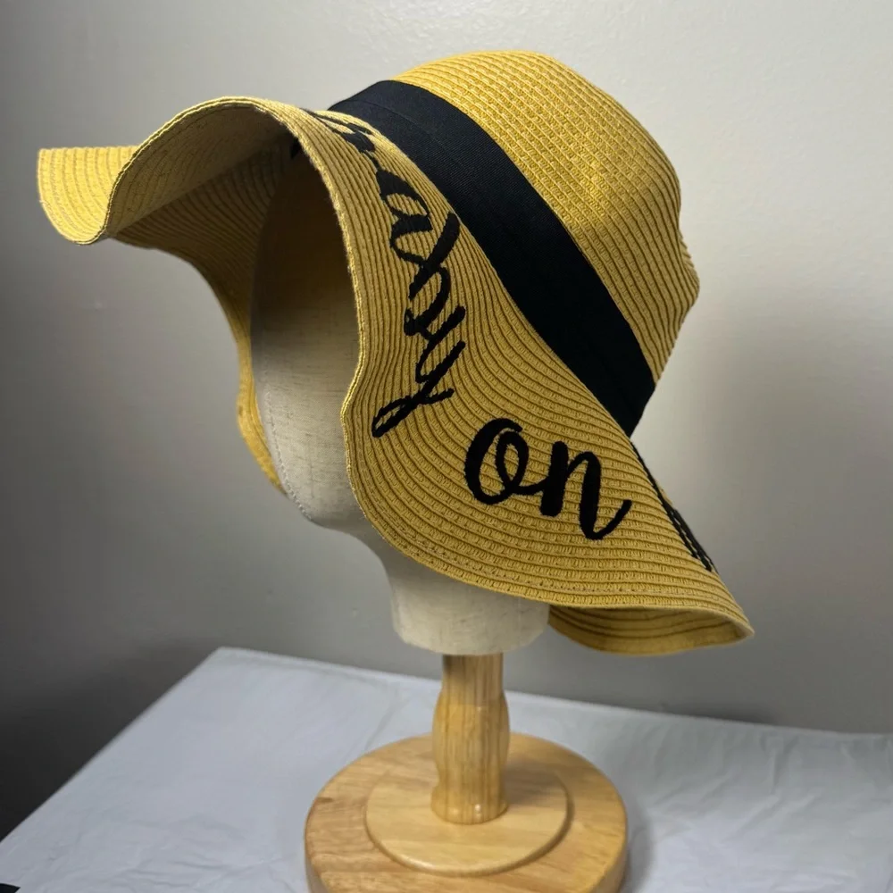 CC Exclusives Paper Floppy Sun Hat with Black Band Adjustable interior band